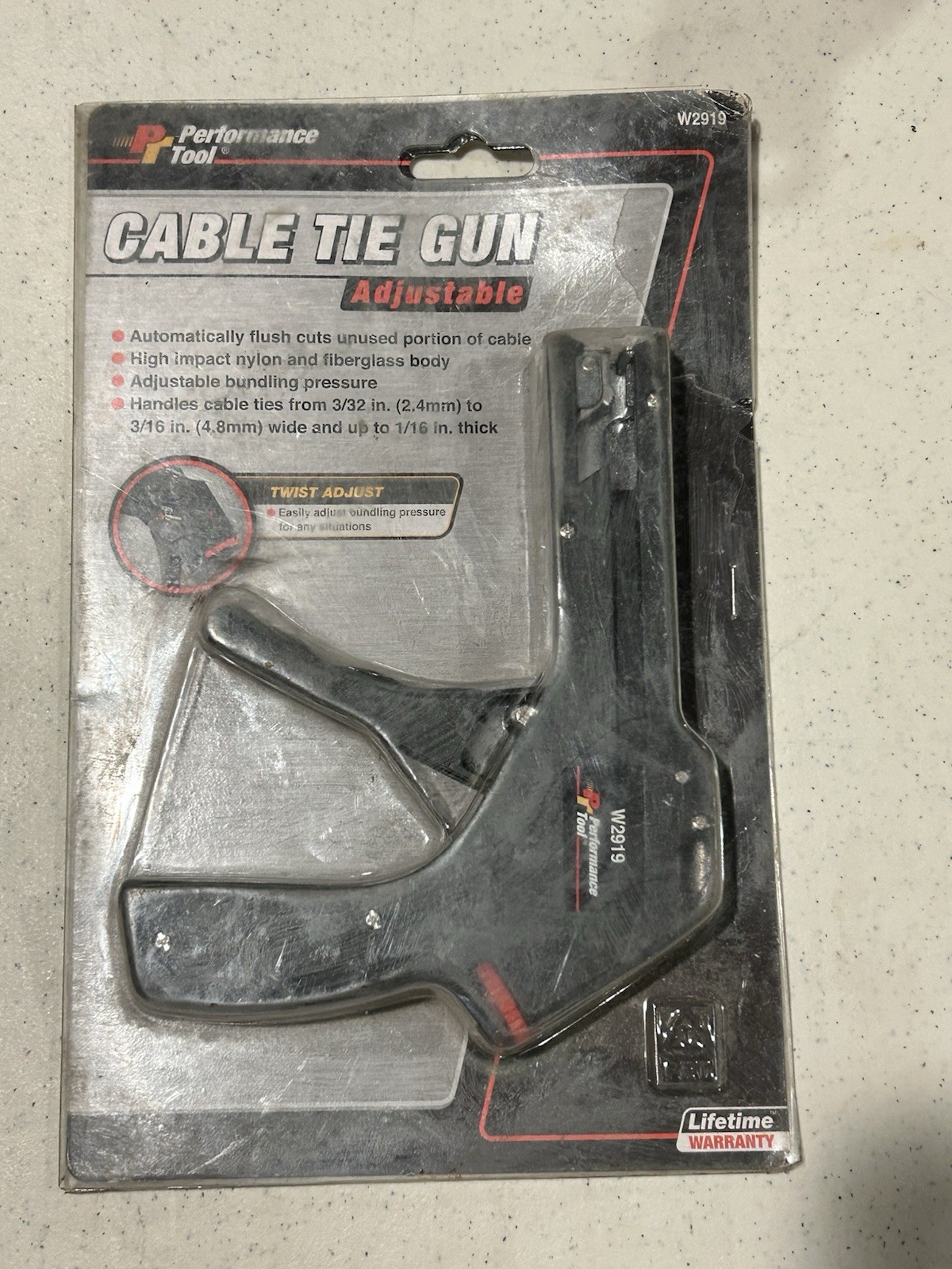 NOS. Performance Tool Adjustable Cable Tie Gun Tool W2919