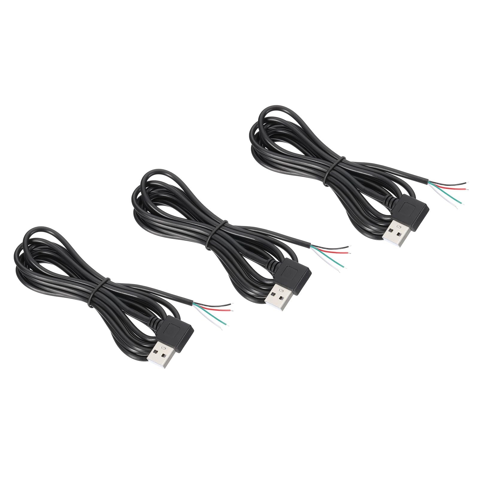 6.56Ft USB 2.0 Male to 4 Pin Bare Wire Pigtail Cable 3pcs 28AWG Data Power Co...