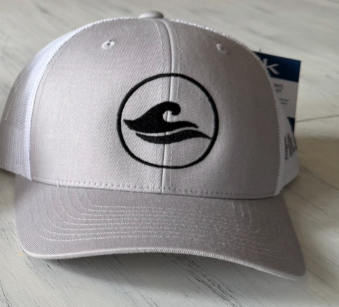 HUK LoPro Harbor Mist Trucker Hat Adjustable Mesh Back Wave Logo Men's One Size