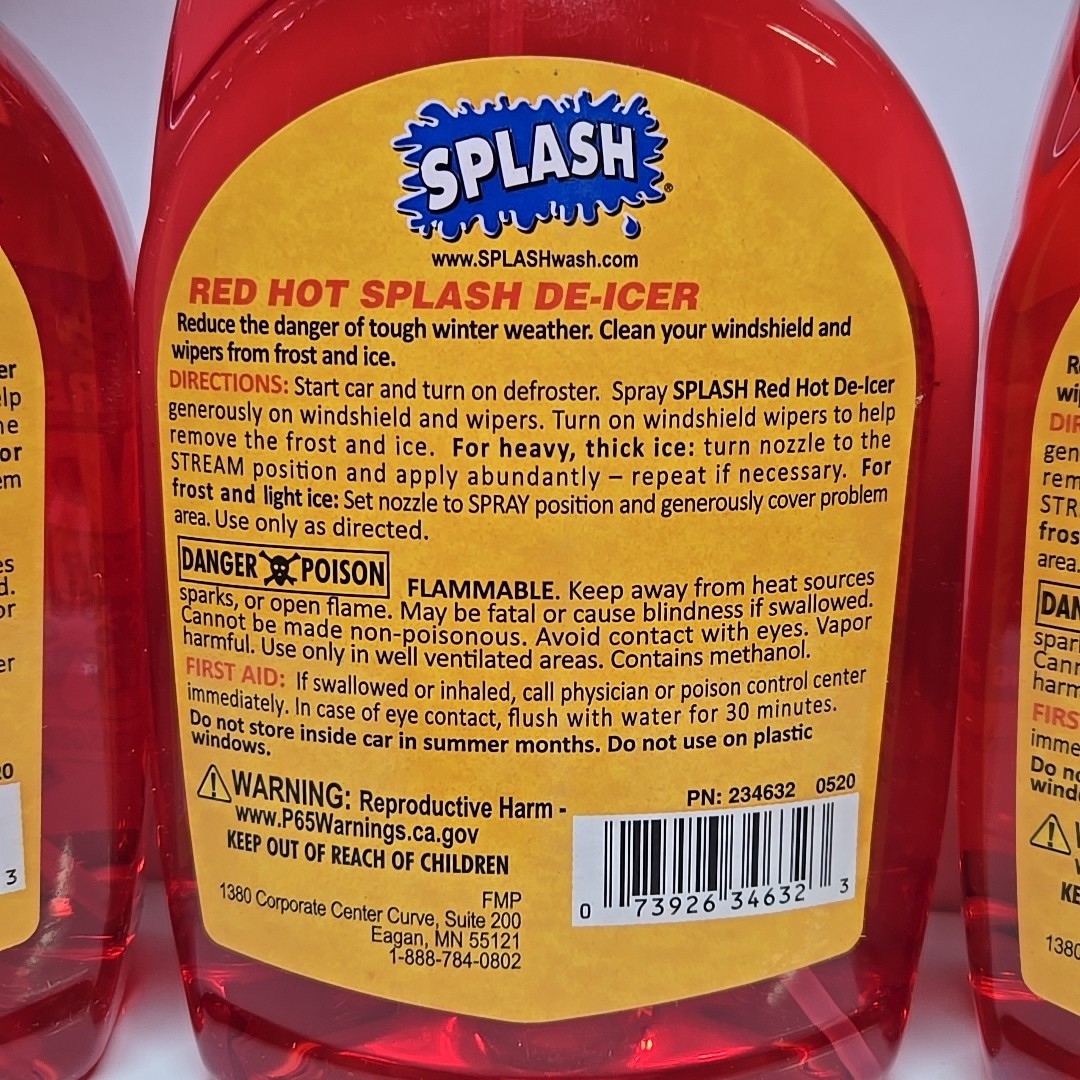 1-SPLASH Red Hot De-icer Windshield and Wipers Trigger Spray 32 Ounces