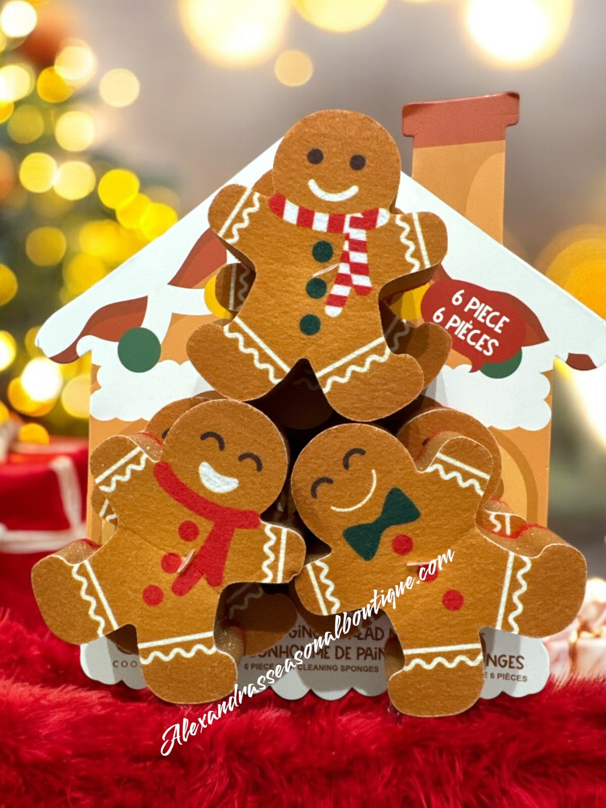 Cook With Color Christmas Gingerbread Man Cookie Kitchen Set Of 6 Sponges New