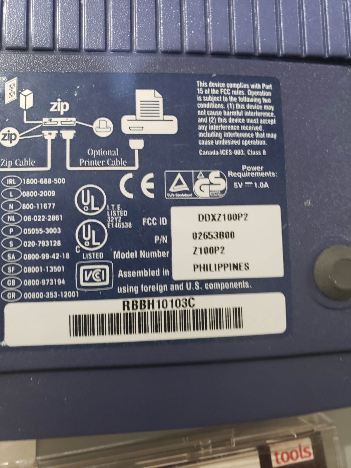 iOmega Zip100 Plus 100MB Parallel Port PC External Floppy Disk Drive Z100P2