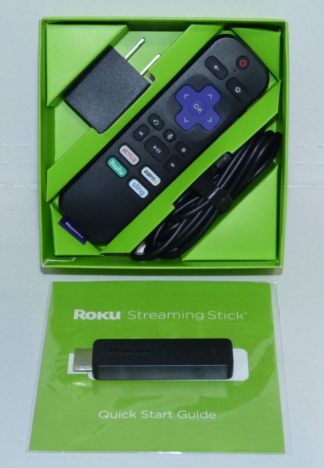 HD Roku Streaming Stick 3800X HDMI w/ Voice Remote Control 1080p HD - WORKS