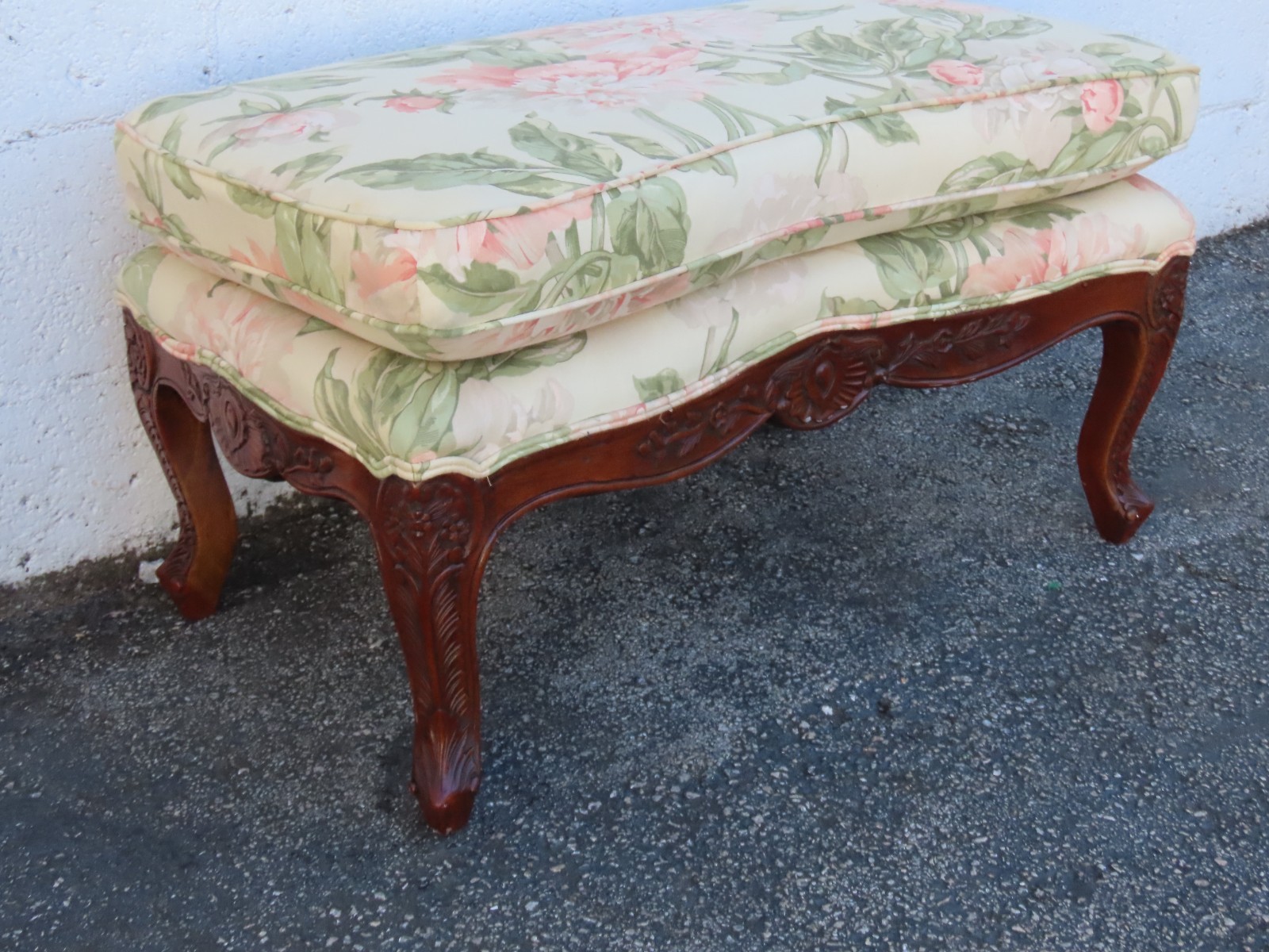 French Carved Large Stool Footstool Ottoman 6308