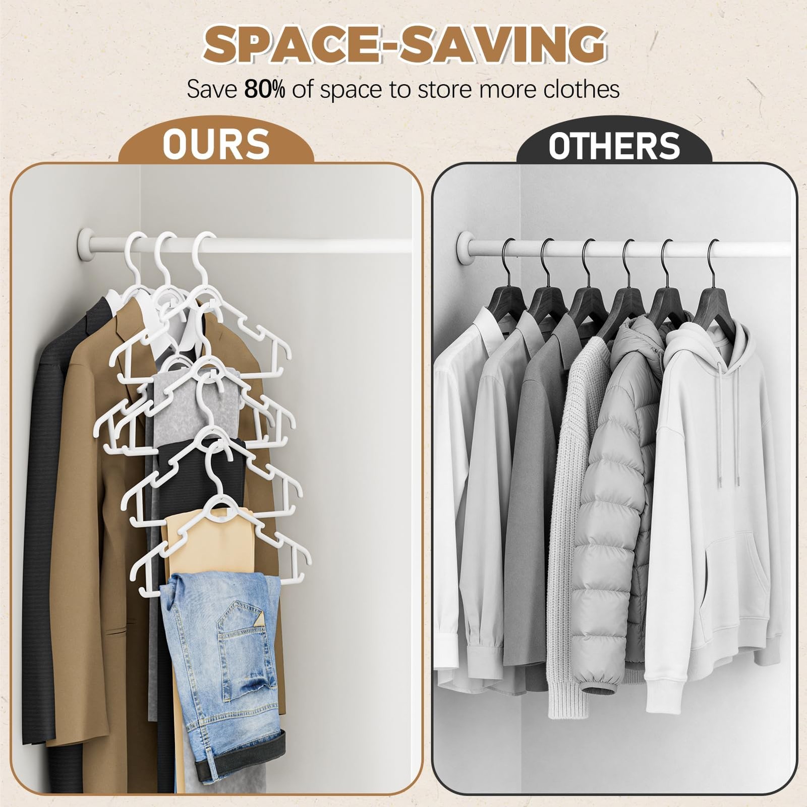 Heavy Duty Plastic Hangers 50 Pack, Stackable Space Saving, with 360° Swivel ...