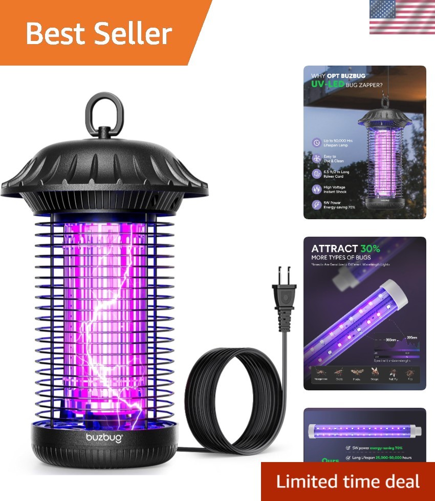 Durable & Sustainable Bug Zapper for Indoor/Outdoor Use - 6.5 Ft Cord Included