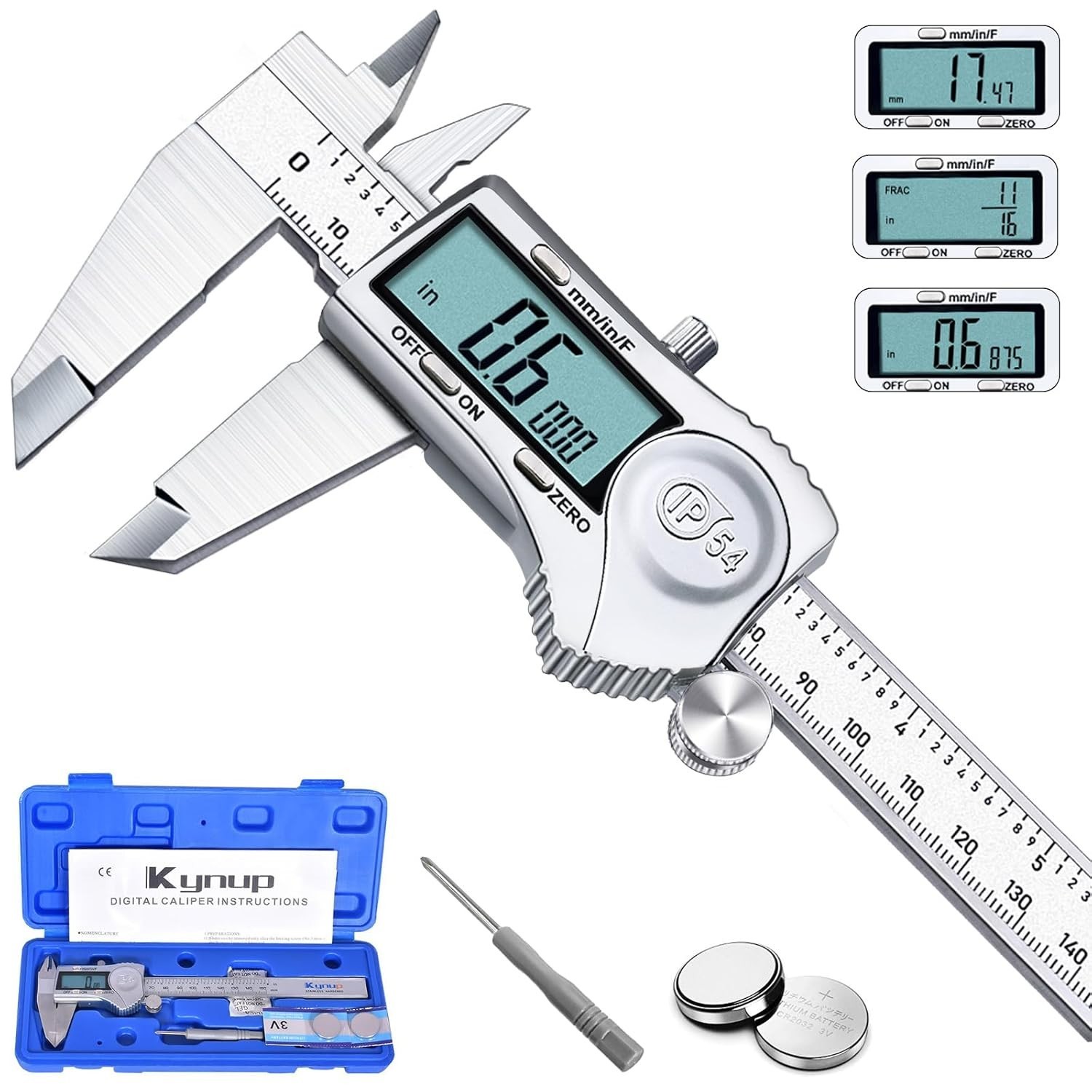 Calibre Digital Acero Inoxidable Calibrador Pie de Rey Con Pantalla LCD yEstuche