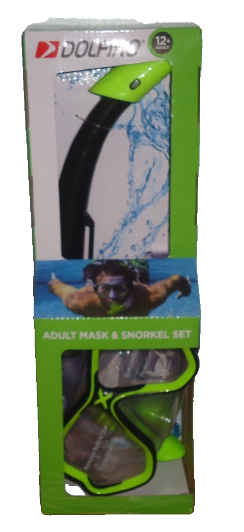 Dolfino Adult Mask and Snorkel 2 Piece Set Unisex Lime Green/Black Ages 12+ NEW