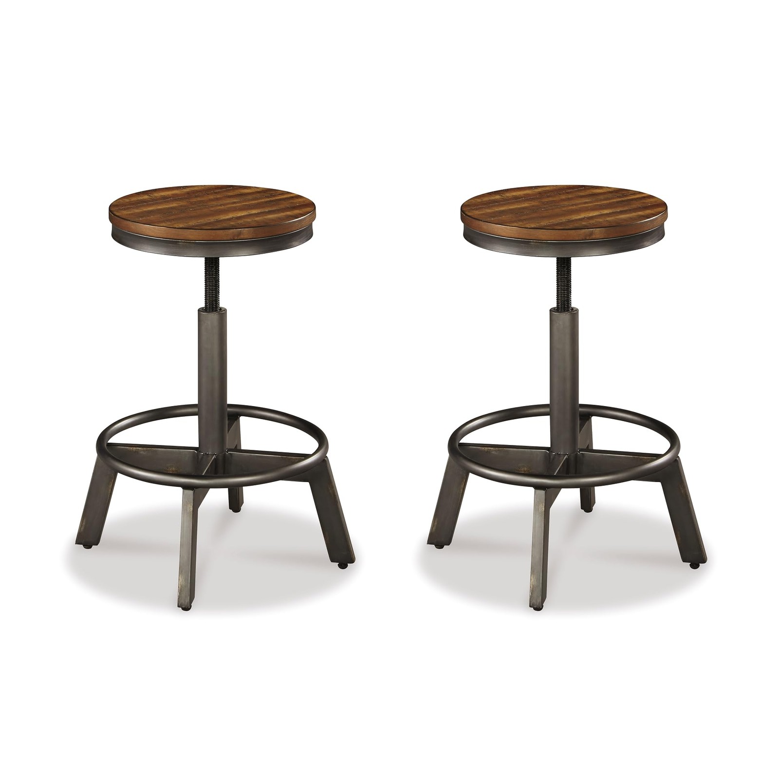 Torjin Industrial 24" Adjustable Height Barstool, 2 Count, Brown