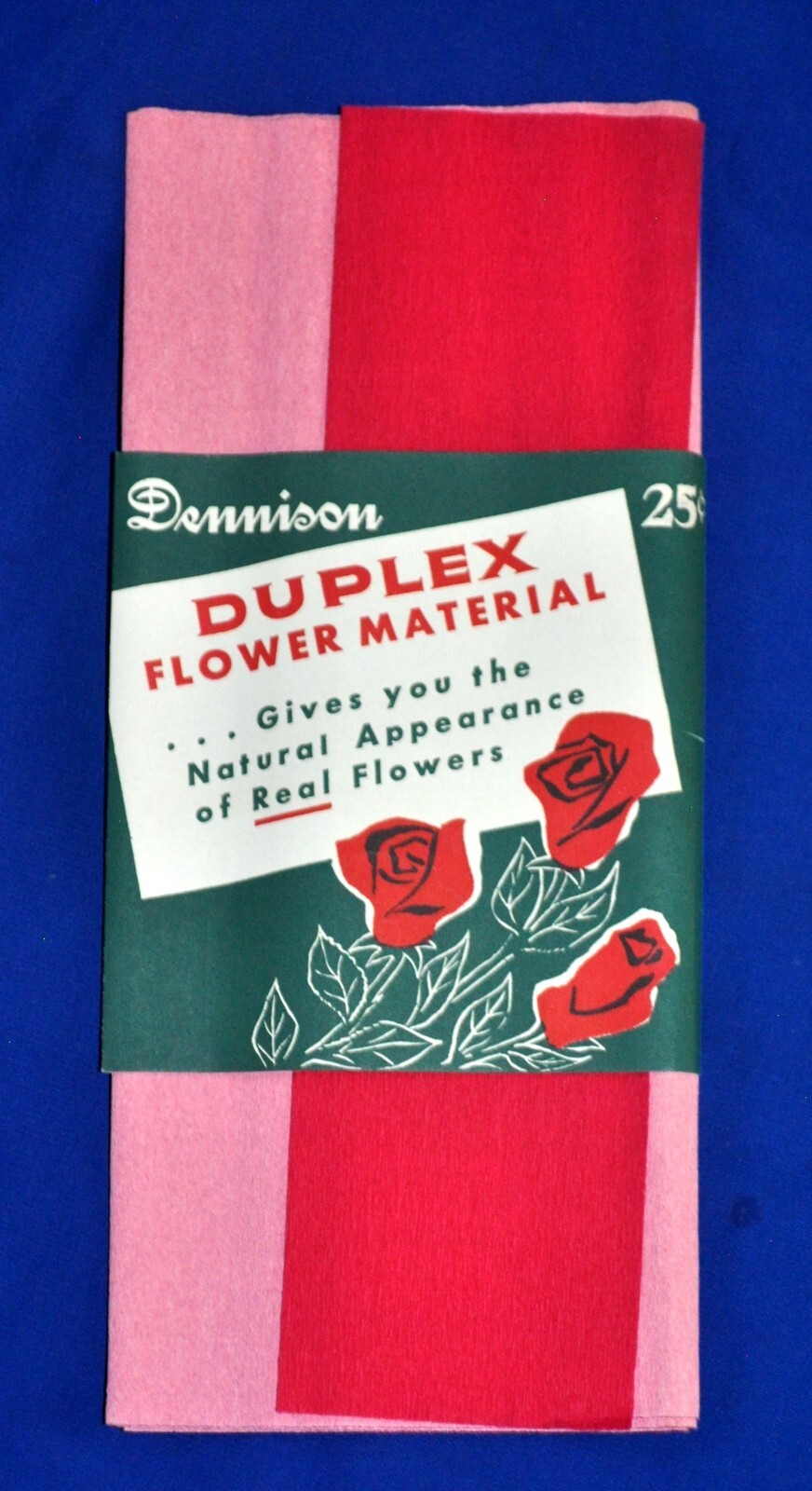 1 VTG 1940S UNUSED PKG DENNISON DUPLEX CREPE PAPER CRAFTS Rose & Pink RARE