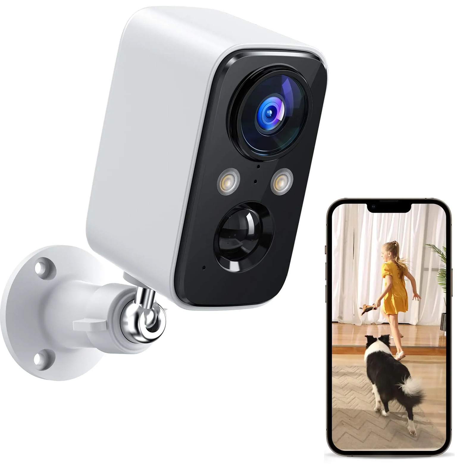 Pan/Tilt Security Camera Indoor Pet Camera w/Motion Detection, 2K, 2-Way Audio,