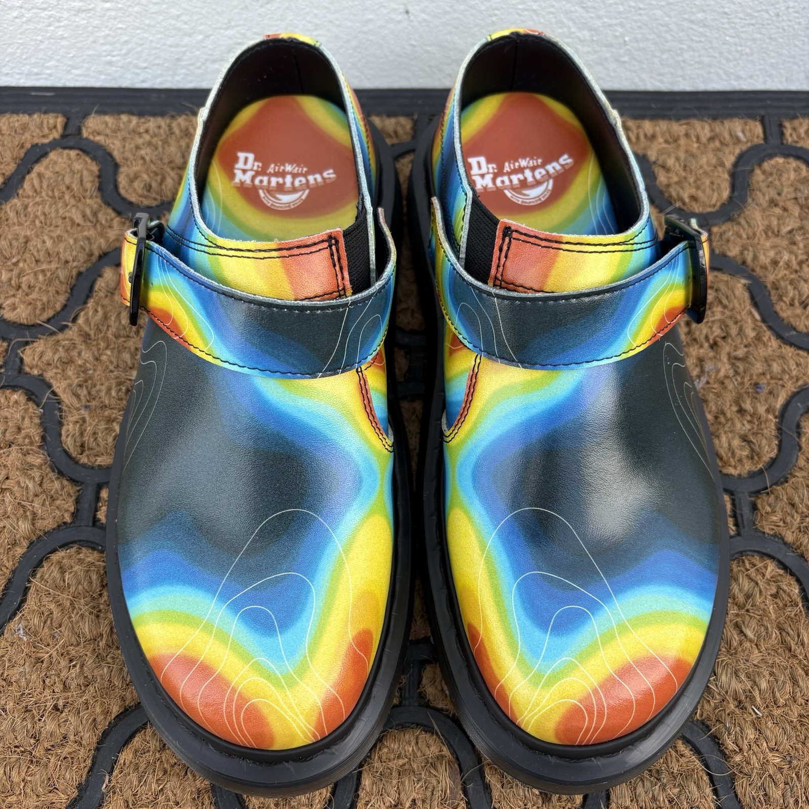 Dr Martens Isham Nappa Reclaimed Thermal Map Leather Slingback Mules Shoes WM 8