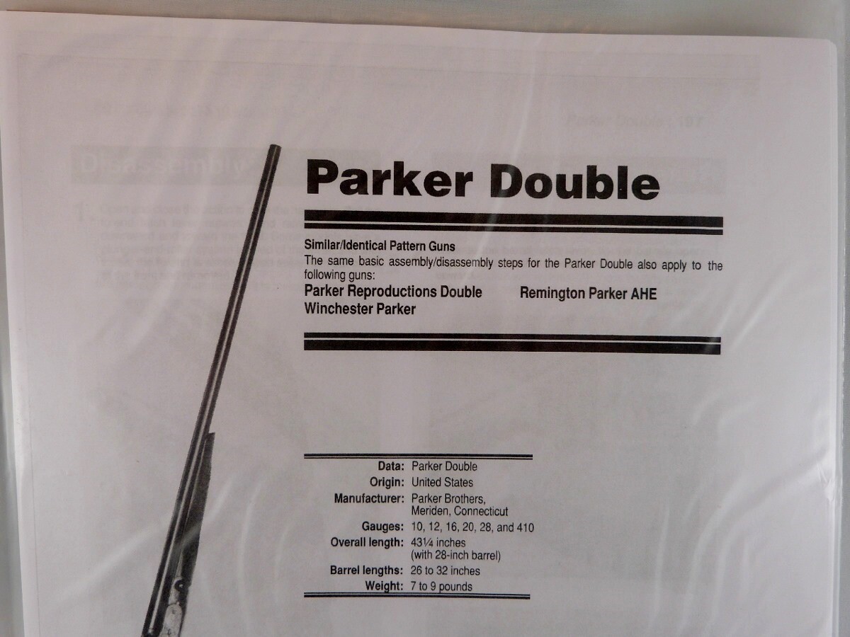 PARKER DOUBLE  SHOTGUN BREAK DOWN INSTRUCTION KIT a