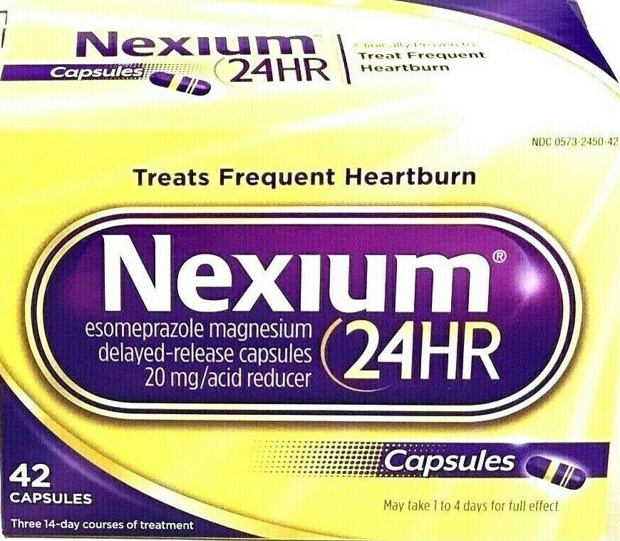 NEXIUM 24HR 42 CAPSULES DELAYED RELEASE ESOMEPRAZOLE MAGNESIUM 20mg EXP 02/27