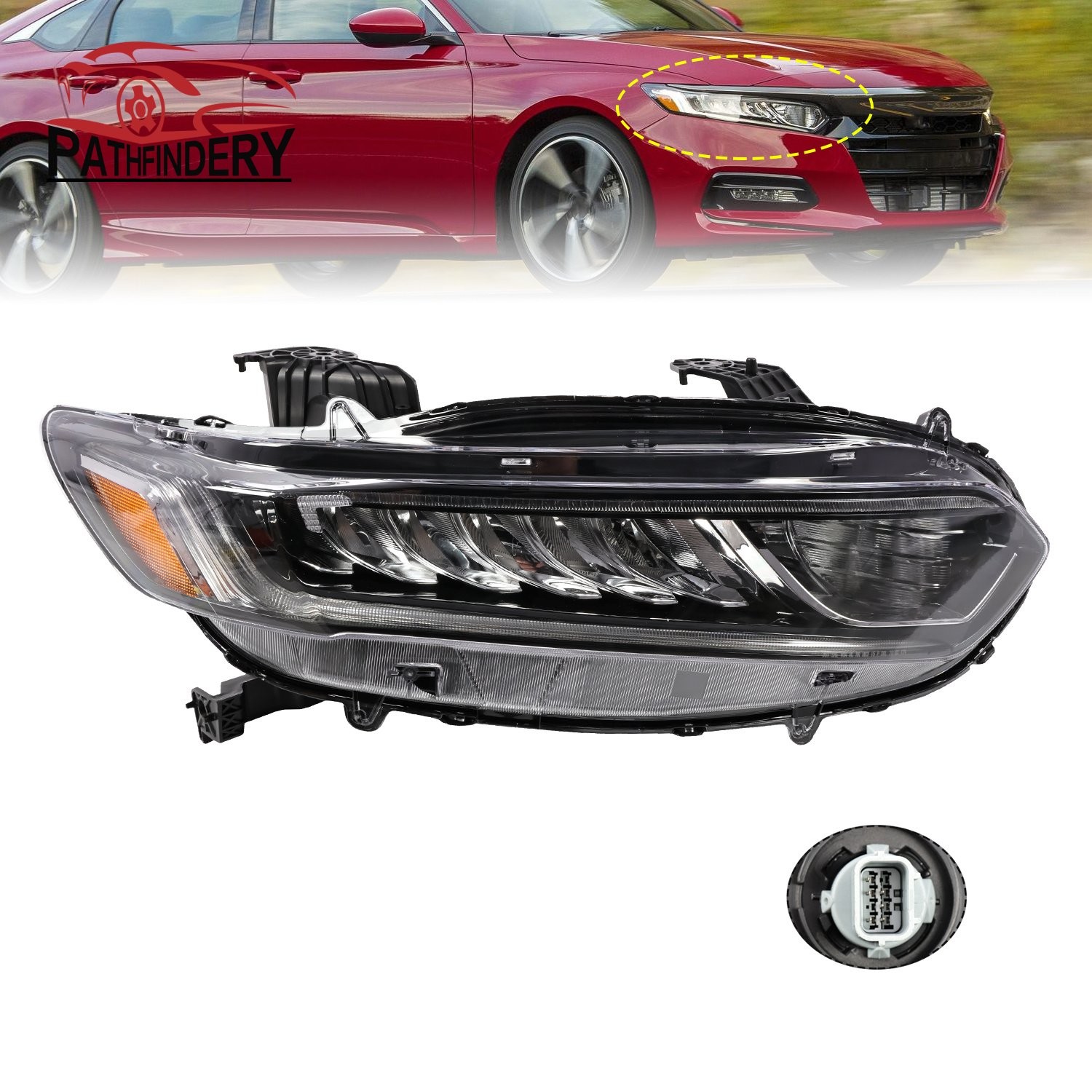 For 2018-2020 Honda Accord w/LED DRL Headlights Assembly Passenger Right Side