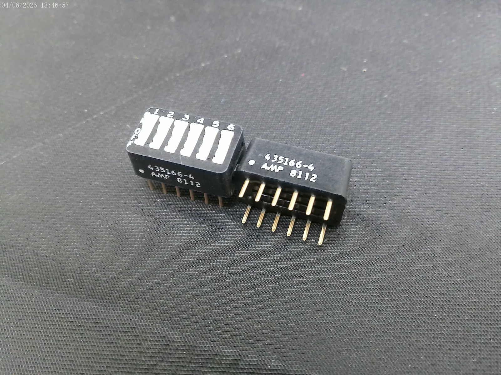 AMP 435166-4 DIP SWITCH BLACK SPST 6POSITION - LOT OF 2 SWITCHES -FAST SHIPPING