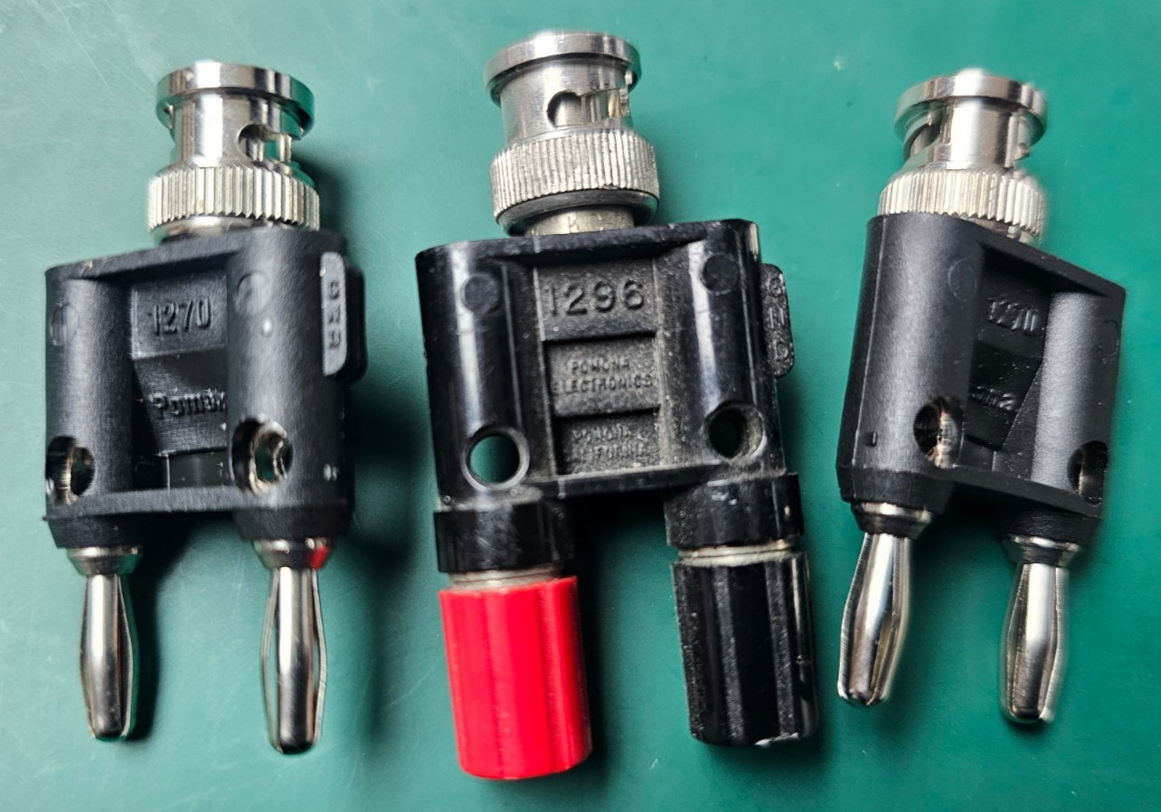 Lot of 3 Pomona BNC Male to Dual Banana Plug Adapters 1270 1296