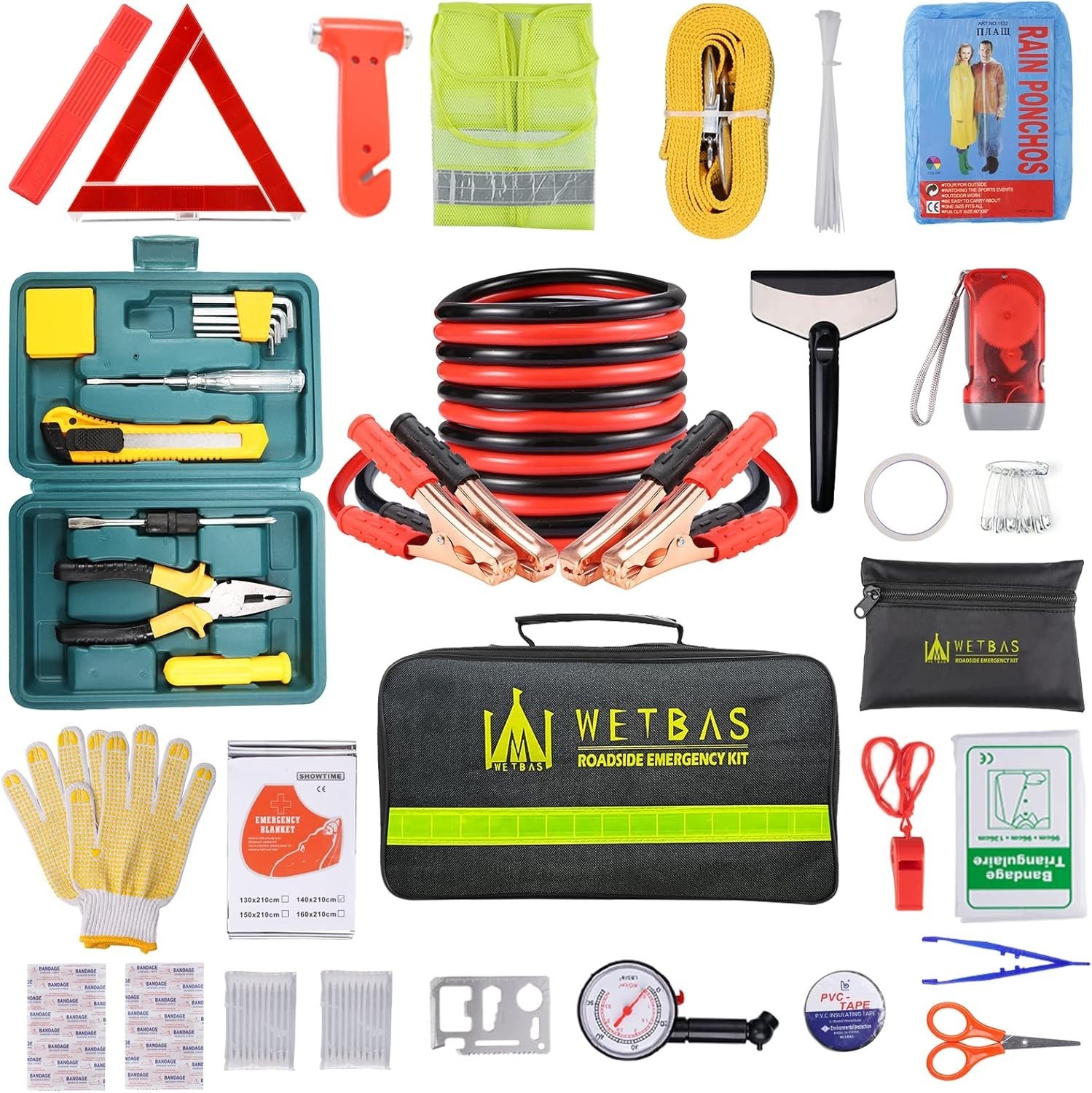 Car Roadside Emergency Kit, Auto Vehicle Safety Emergency Road Side Assistanc...