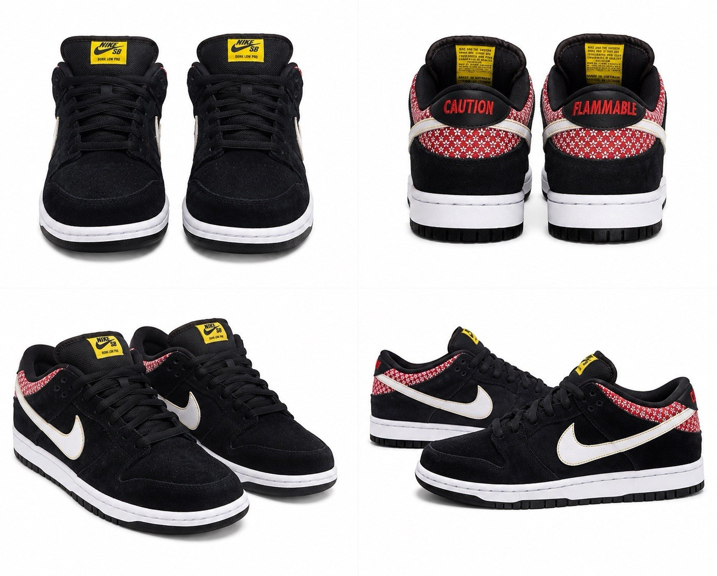 Nike SB Dunk Low Pro Men’s Low Top Suede Lace-Up Skate Sneakers Black Red