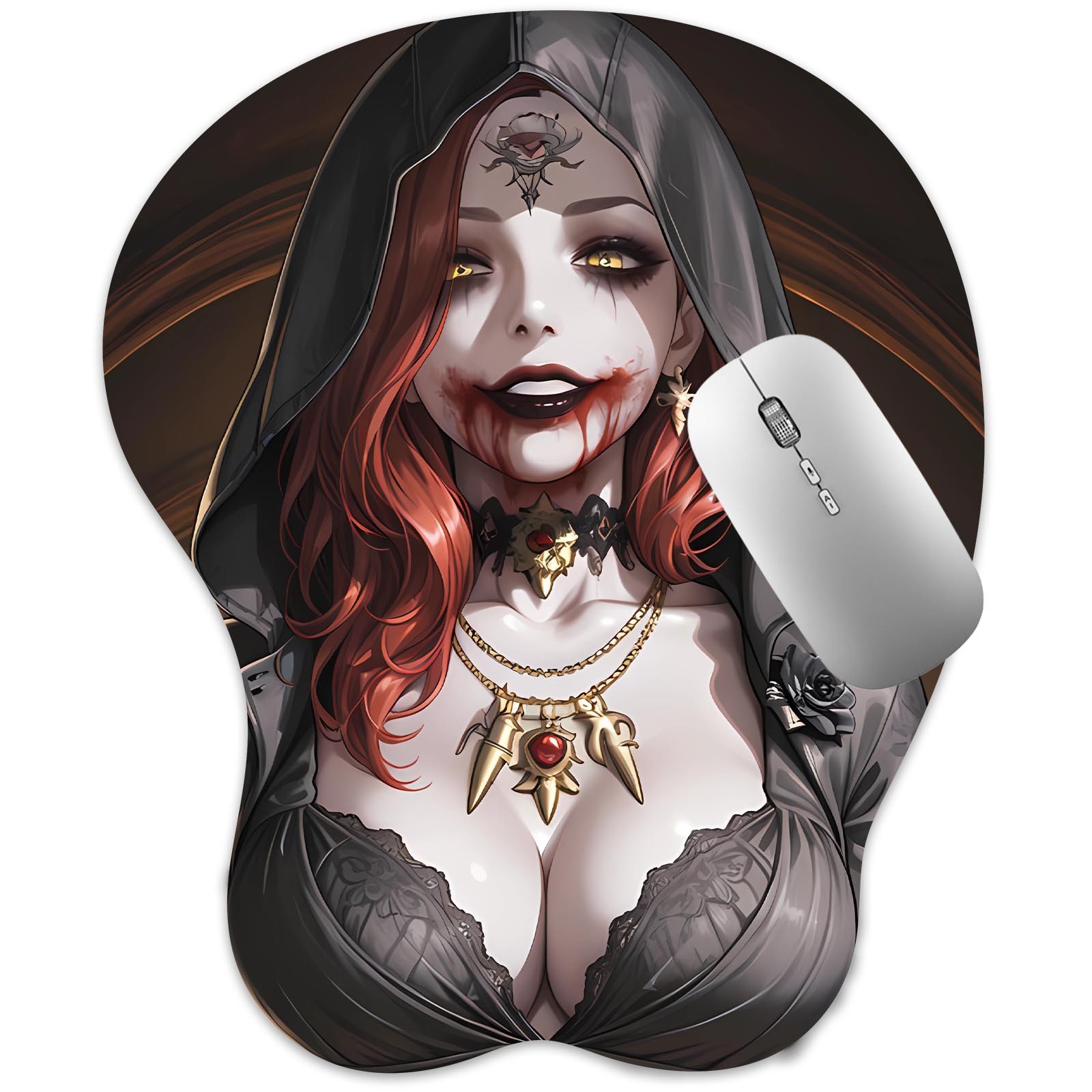 3D Mousepad Oppai Mouse pad with Wrist Rest Pain Relief Anime pad Dimitrescu