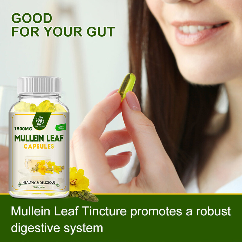 Mullein Leaf Capsules For Lung Cleansing & Detox Herbal Dietary Supplement