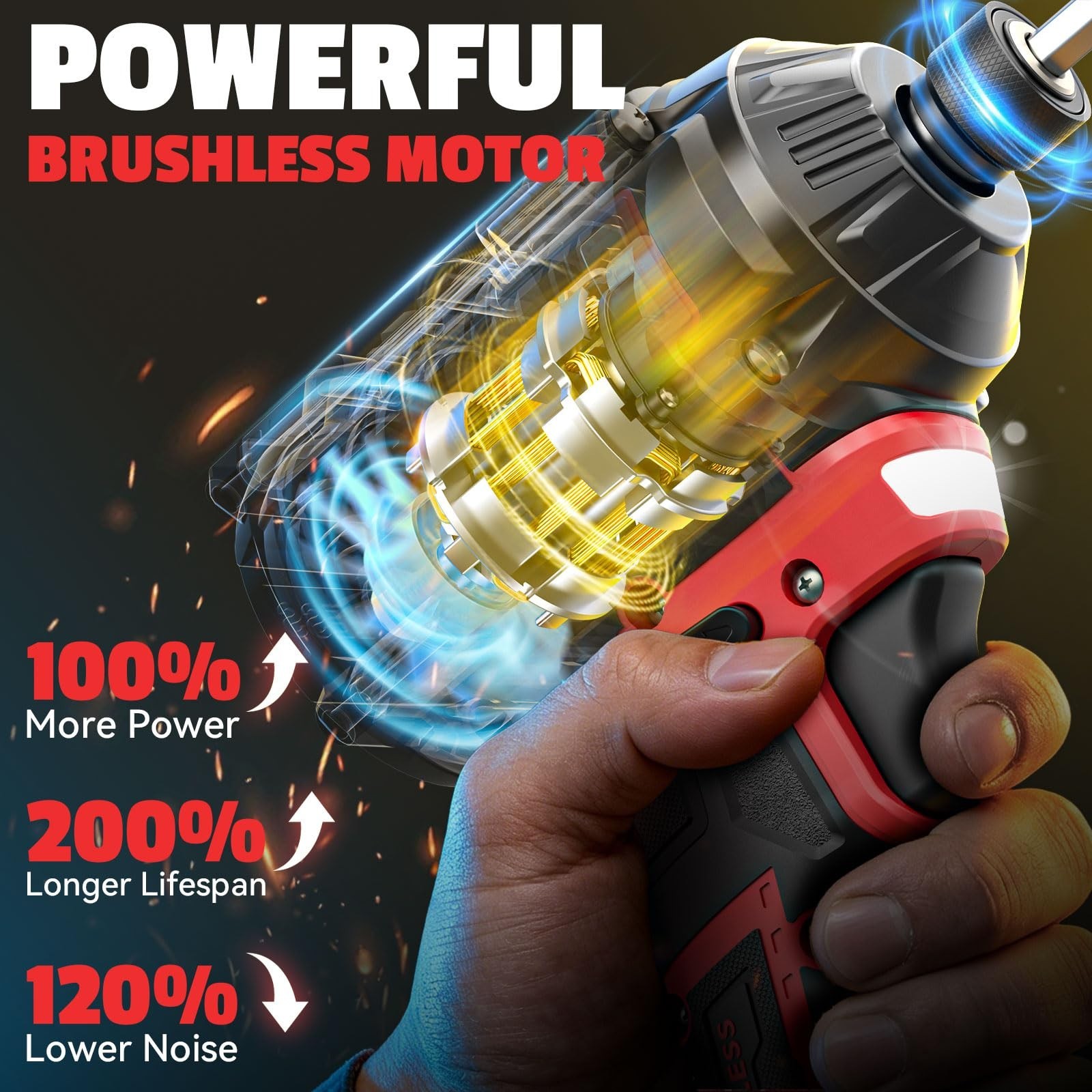 Cordless Brushless Drill & Impact Driver Combo Kit, 18V Battery Compatible, High