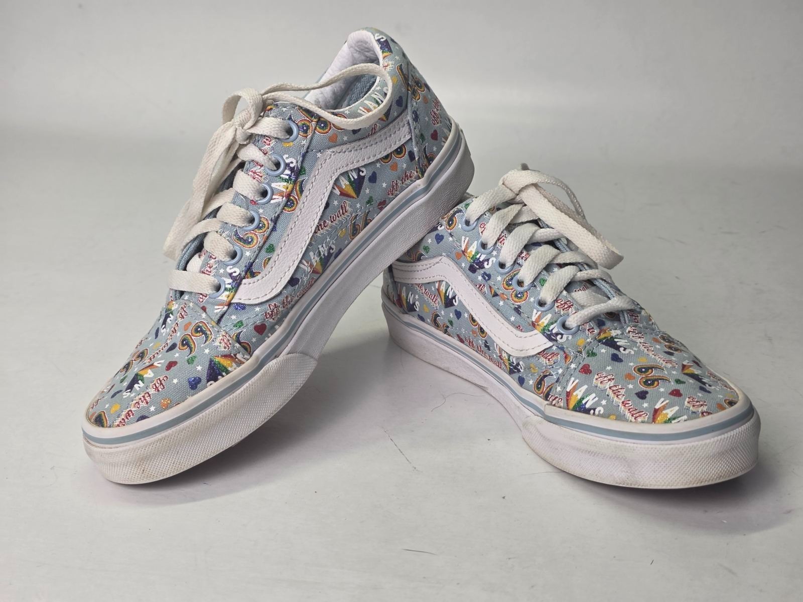 Vans Old Skool Youth Sneakers Size 2.5 Blue White Multicolor Low Top Shoes
