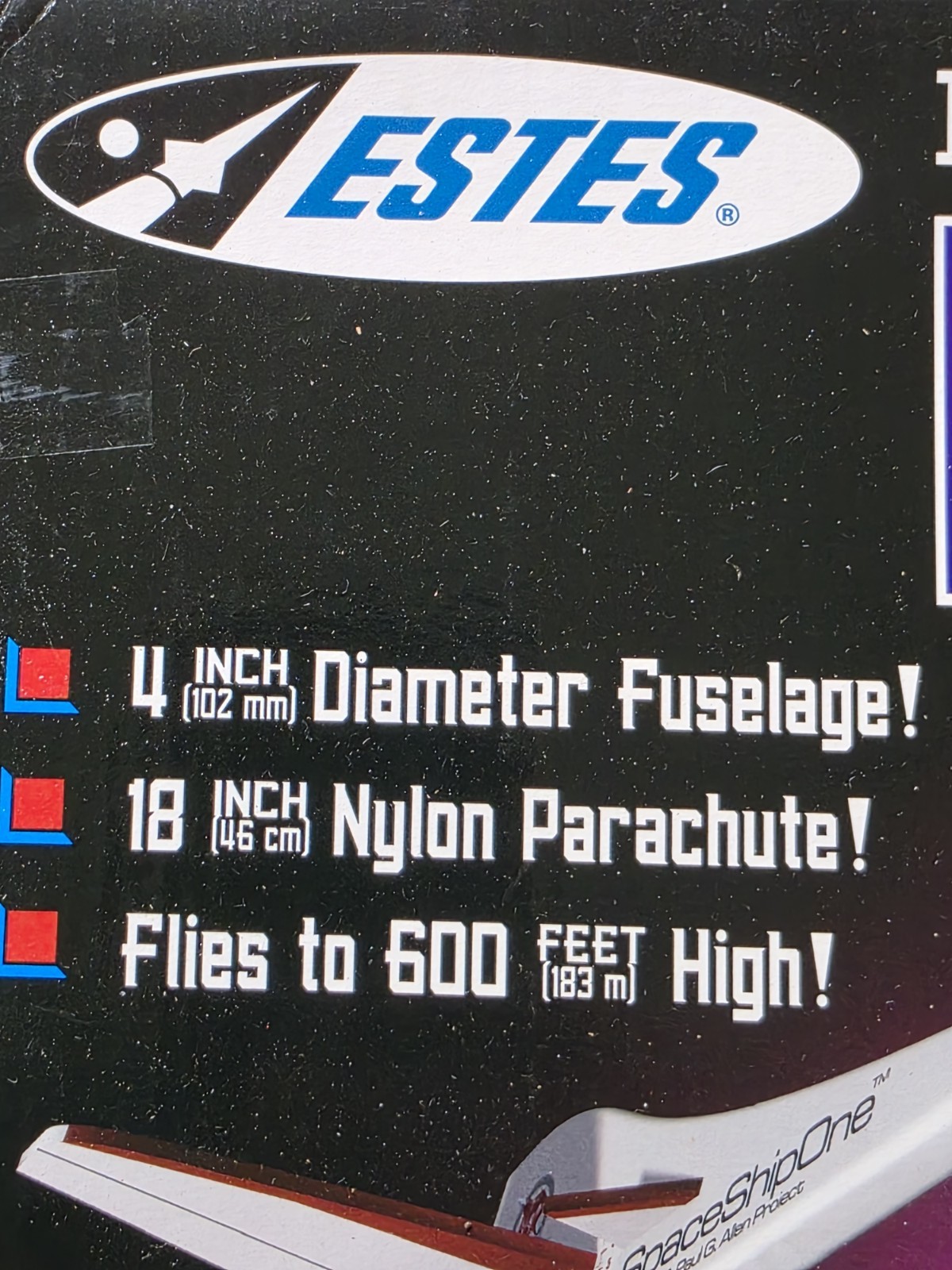 Estes E-Powered Space Ship One #2196 Flying Model Rocket Kit Length 26"