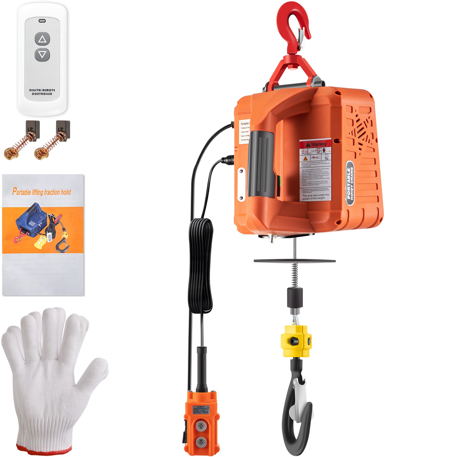 3-in-1 1100LBS Portable Electric Hoist Winch 25ft Lifting Hoist Steel Rope