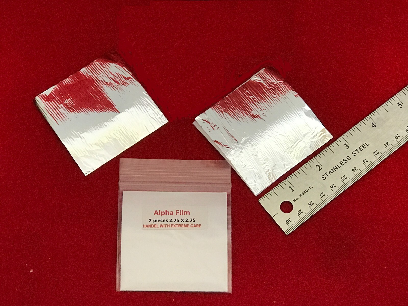 Alpha-Film Rad-Film 2.75X2.75" for 2” ZnS(Ag) opaque window for Alpha Radiation