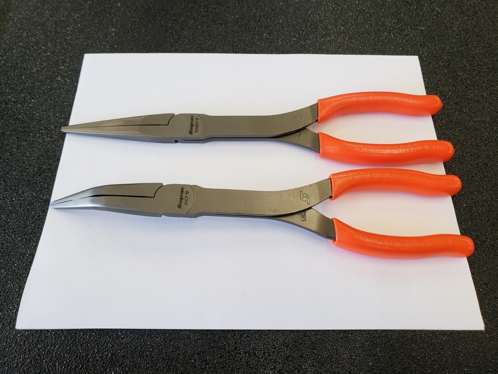 Snap-on Tools USA NEW 2pc ORANGE Soft Grip LONG Neck Needle Nose Pliers Lot Set