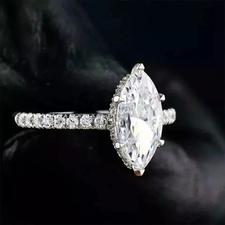 Marquise Cut 3.10 Ct Moissanite Prong Setting Wedding Engagement Ring