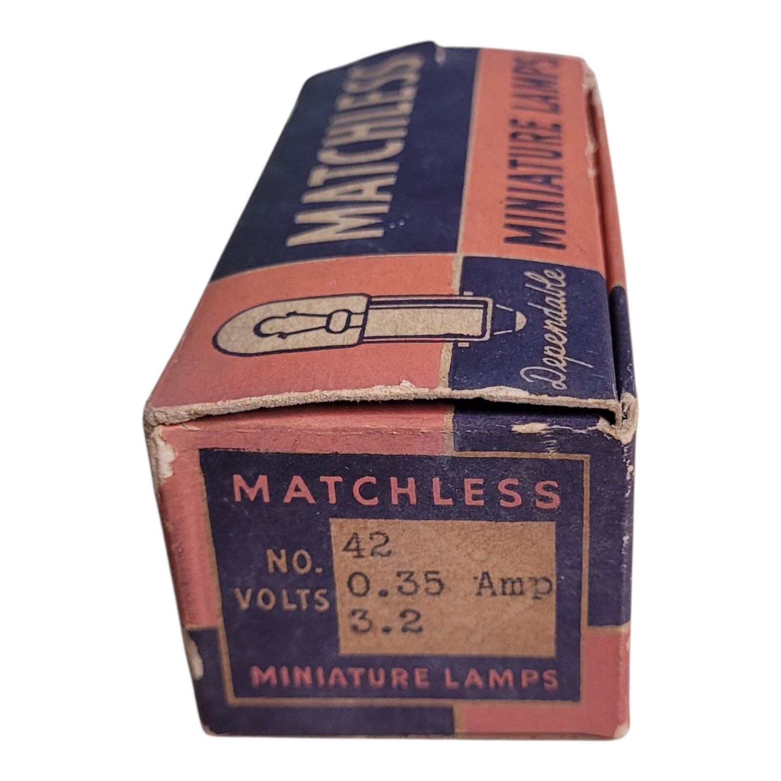 Vintage Matchless No. 42 Miniature Lamps 3.2V 0.35A Box of 10 USA Made