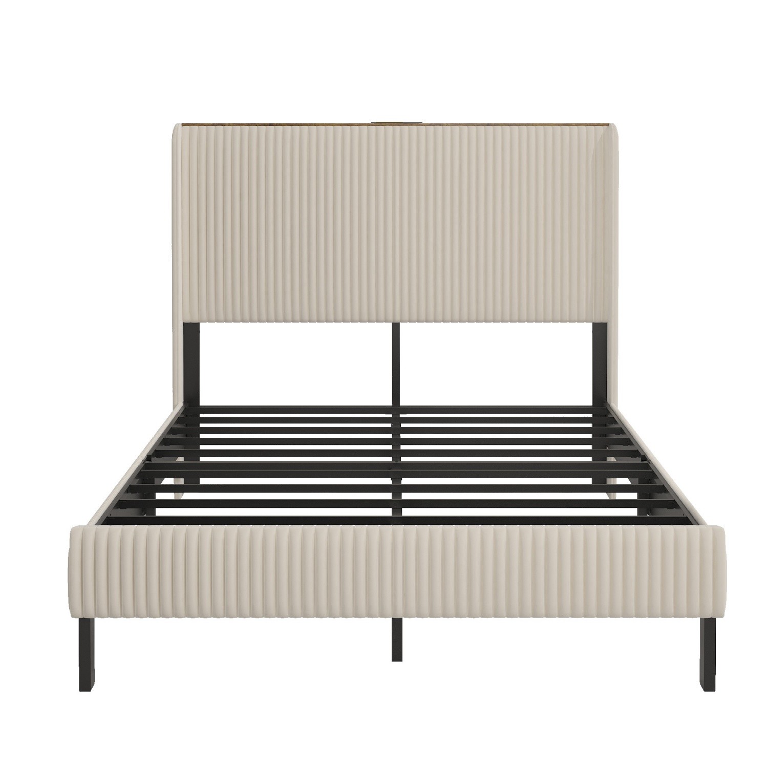 Full/Queen/King Size Bed Frame Metal Platform Bed with Headboard & LED Lights