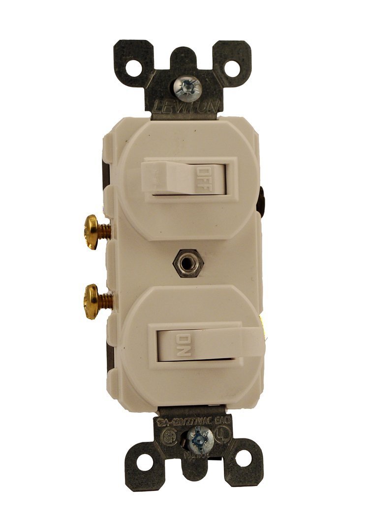 Leviton 5224-2IS Combination Two Single Pole Toggle Switch 15A-120/277V - Ivory