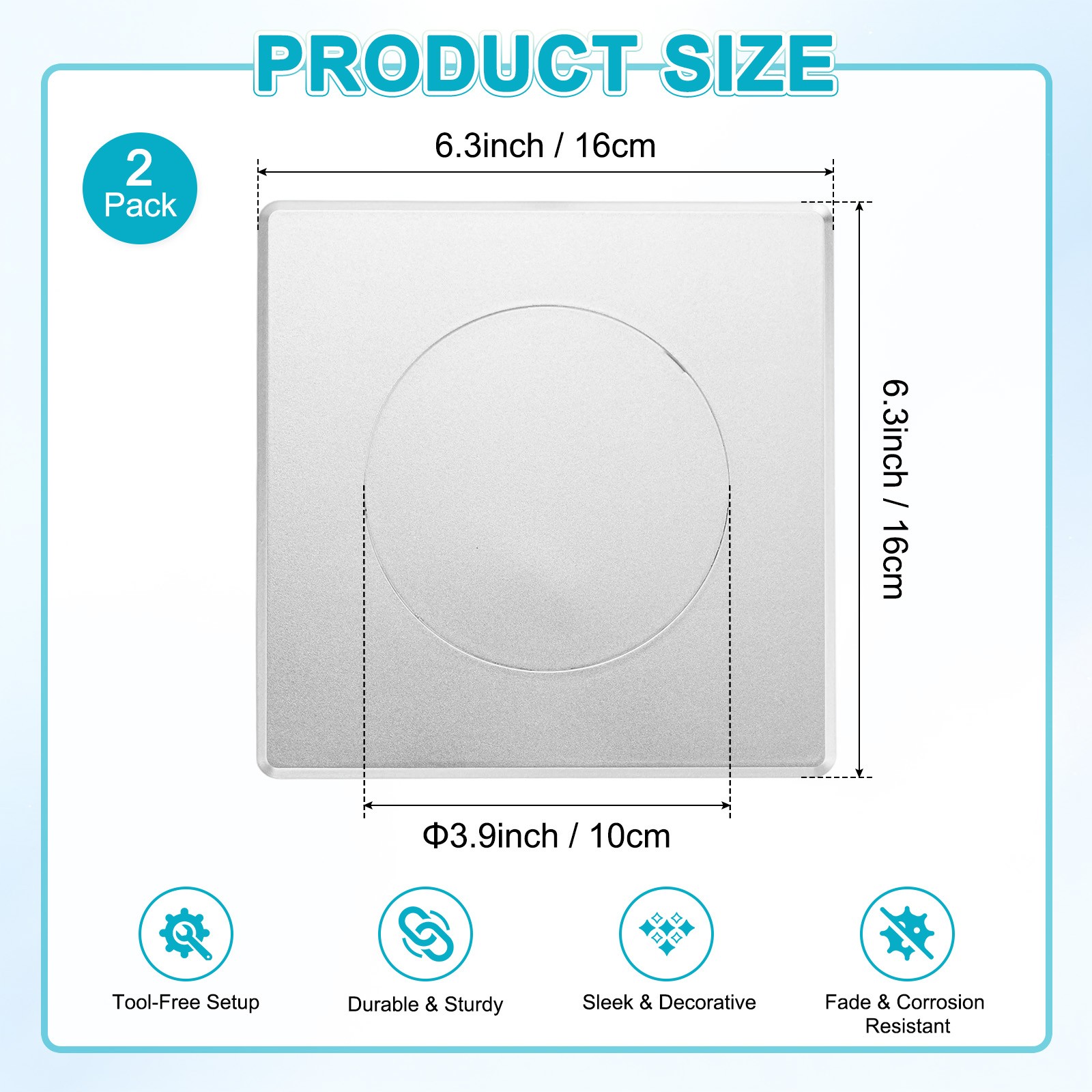 2-Pack Access Panel for Drywall, 4x4" Plastic Removable [Silver Tone, Round]