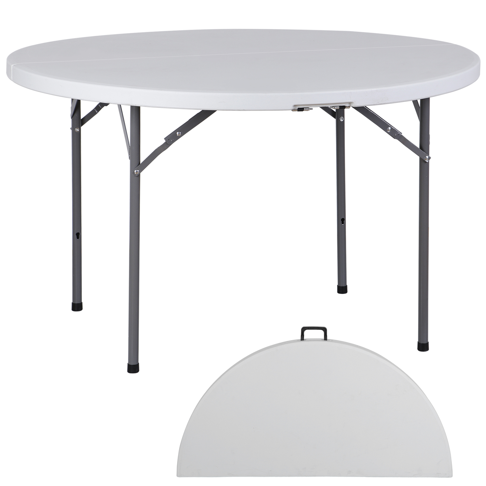 2PCS 4' Round Bi-Folding Camping Table Plastic Dining Card Table Kitchen Outdoor
