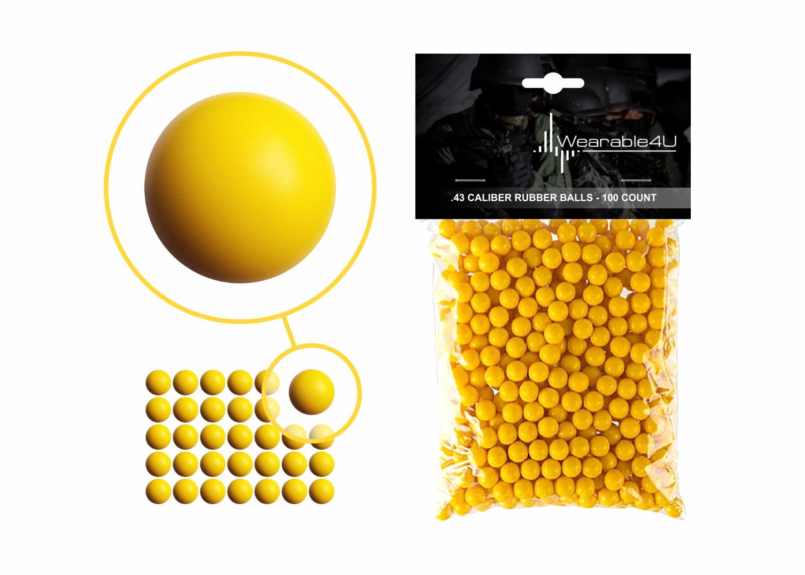 Wearable4U New Reusable Training Rubber Balls for Paintball Guns