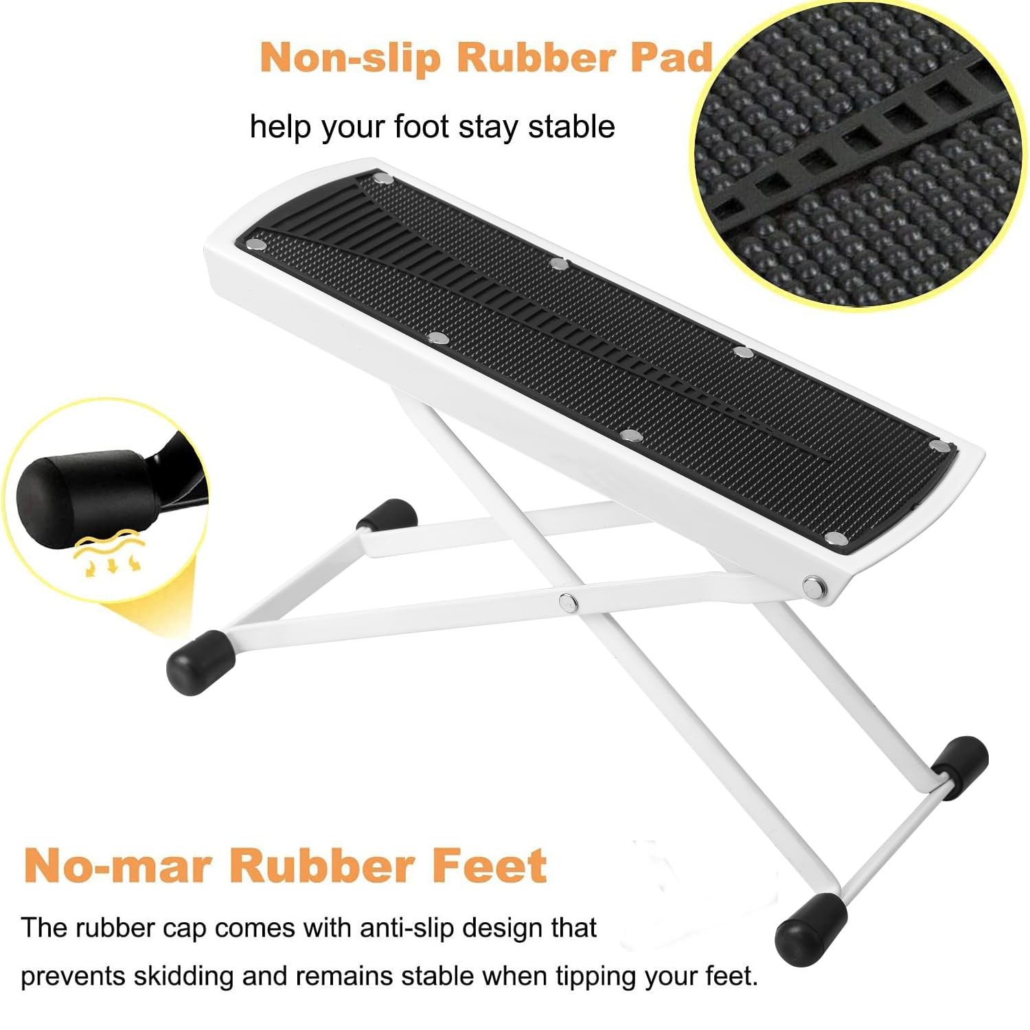Foldable Pedicure Foot Rest, 6 Heights Adjustable, 220 Lbs Capacity - Non-Slip