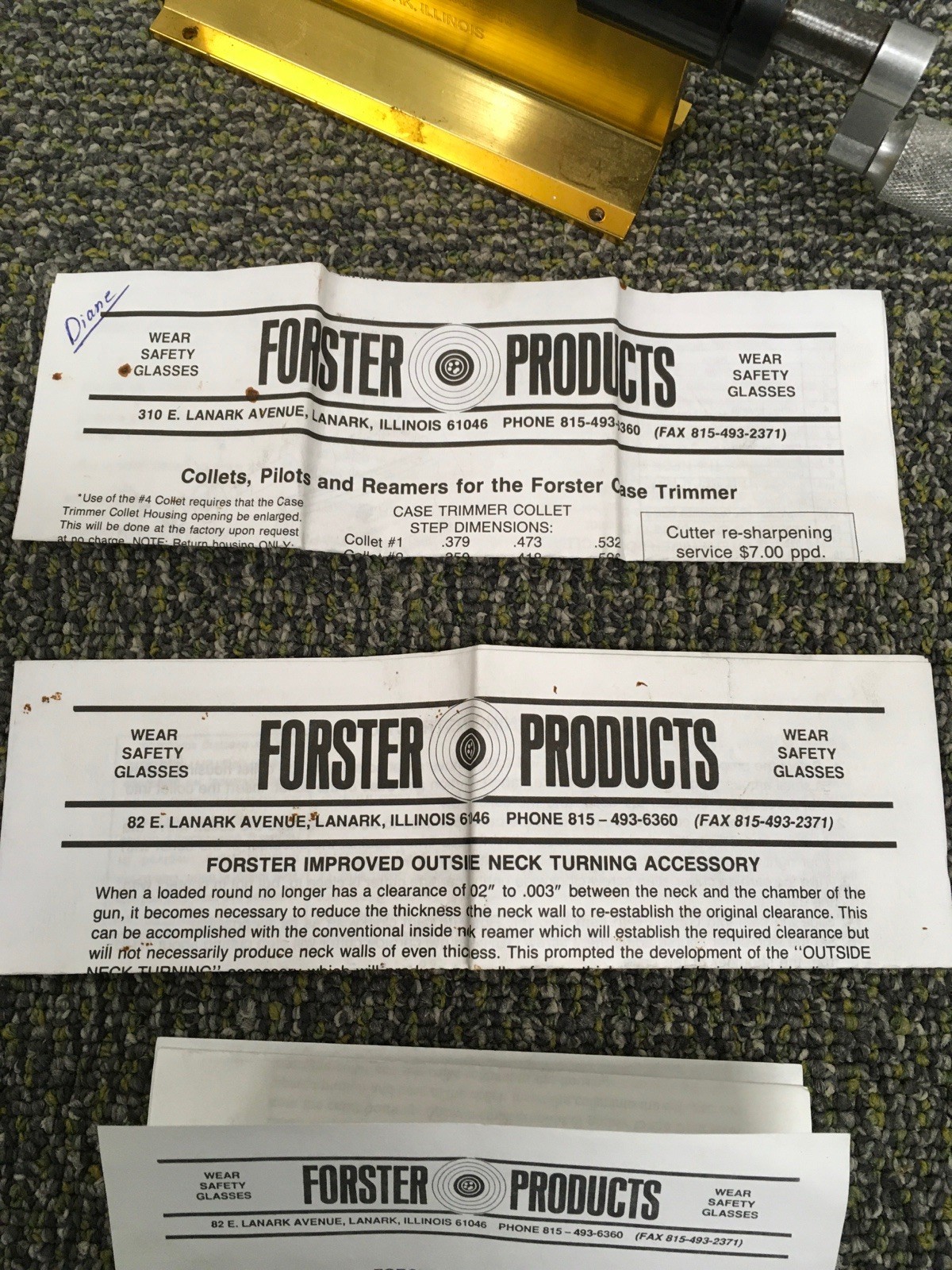 Forster Brass Case Trimmer Collets Pilots Reamers & Accessories Reloading