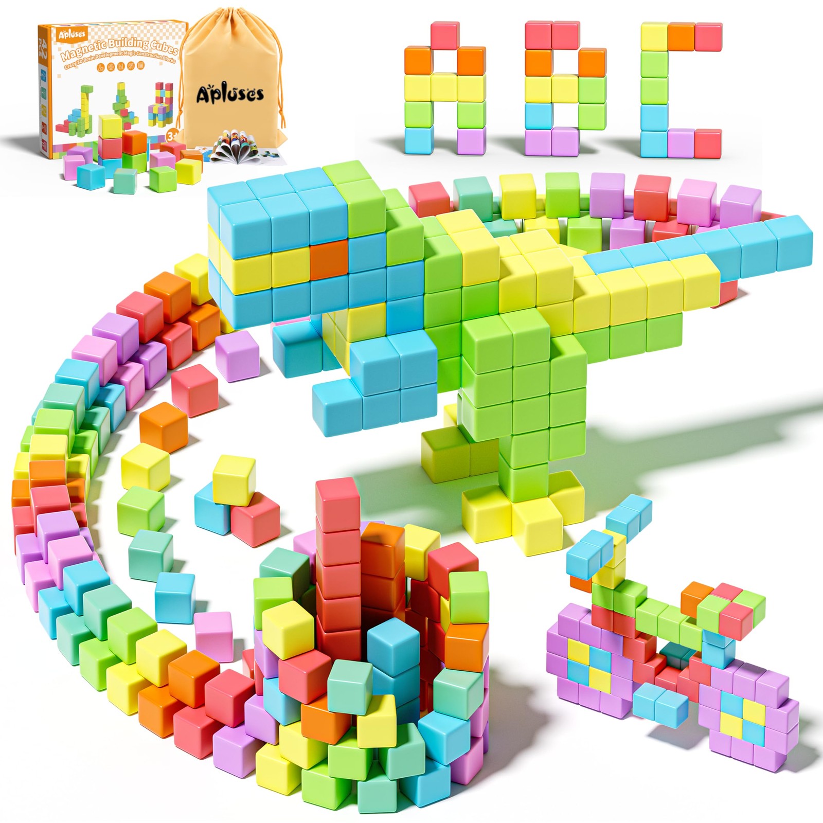 Apluses 42PCS Magnetic Blocks Set, Magnet Building Cubes for Toddlers, Travel Se