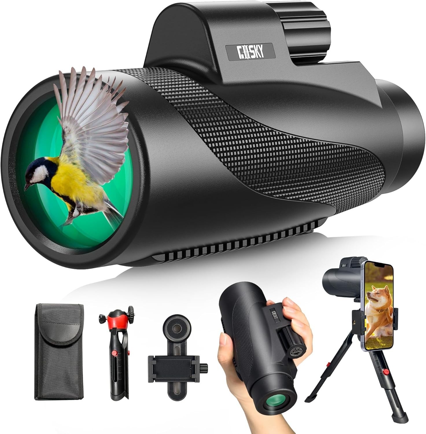 New 15x52 HD Monocular Compact Tripod BAK4 Prism FMC Lens