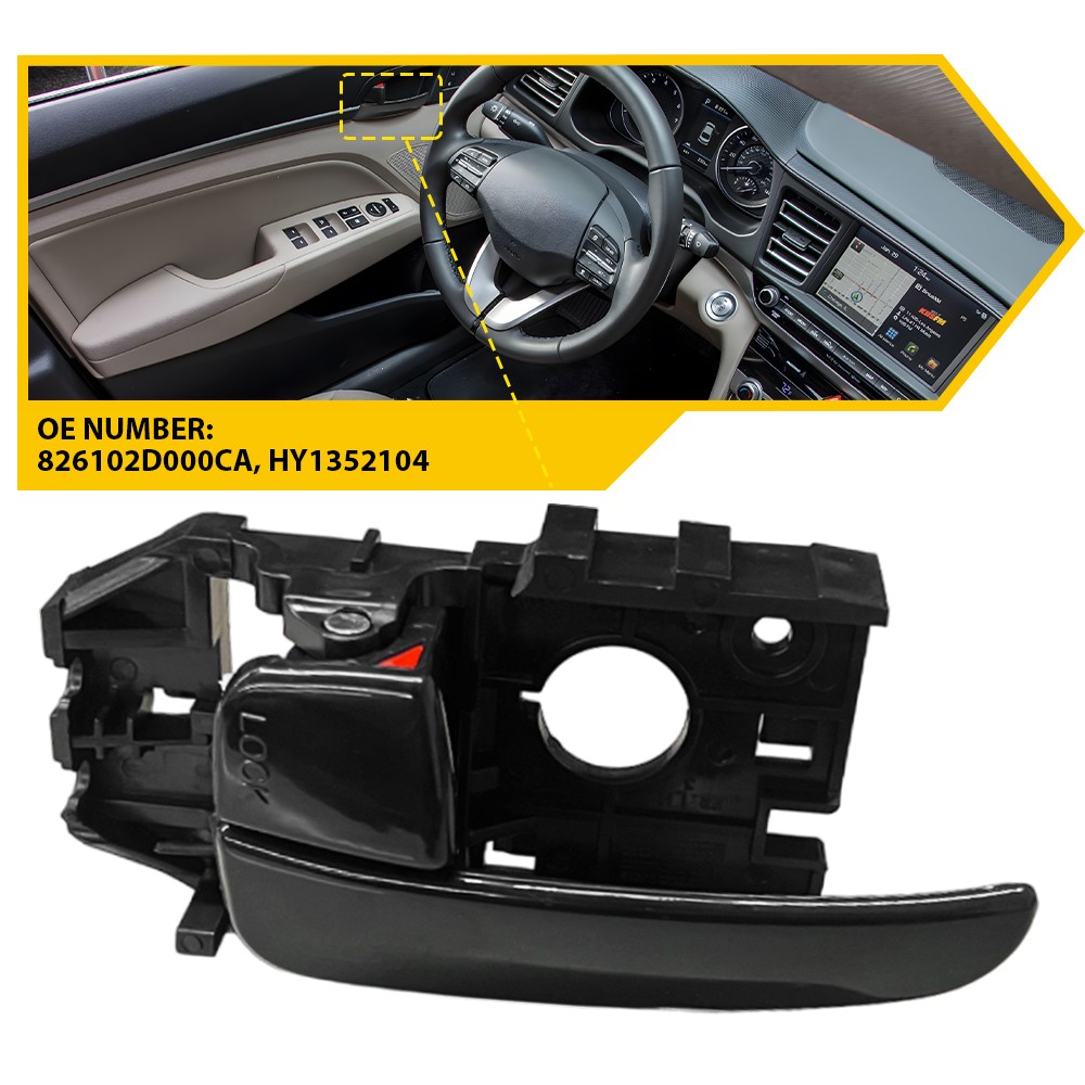 Fits 01-05 Hyundai Elantra Door Handle Black Interior Inside Left Driver Side PU
