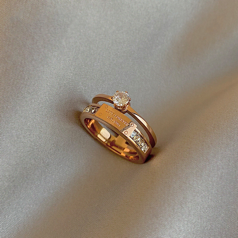 US 316L 8MM Stainless Steel CZ Round Ring Band Size 6-12 Engagement Wedding Gift