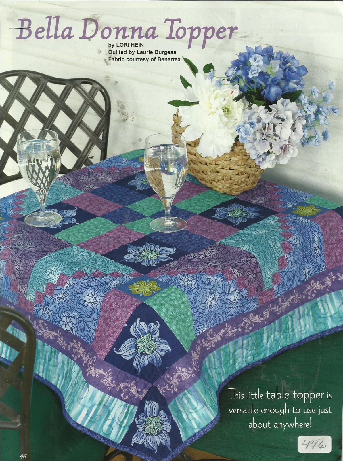 E0487  BELL DONNA TOPPER  QUILT  PATTERN/INSTRUCTIONS