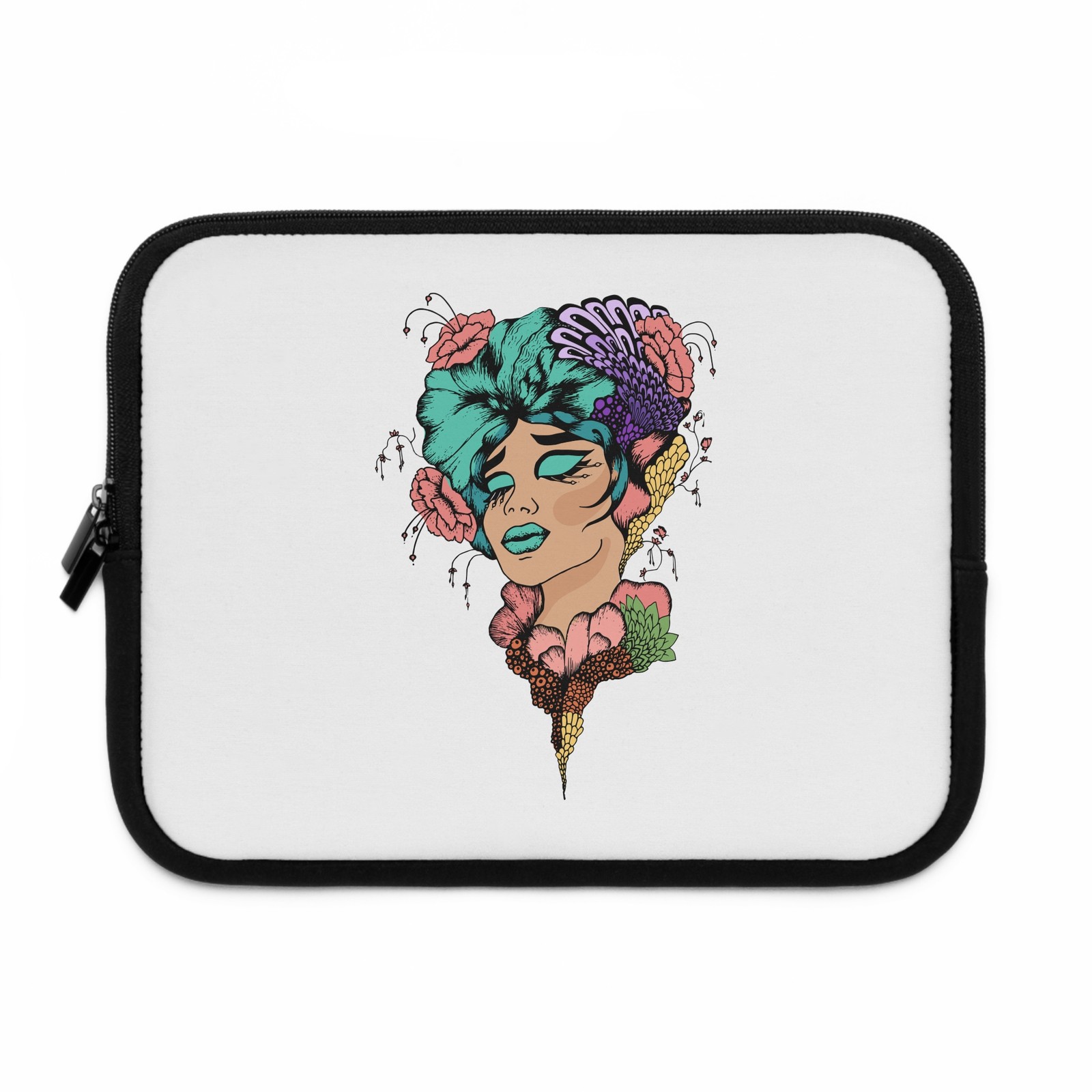 Floral Portrait Laptop Sleeve | Woman with Flowers