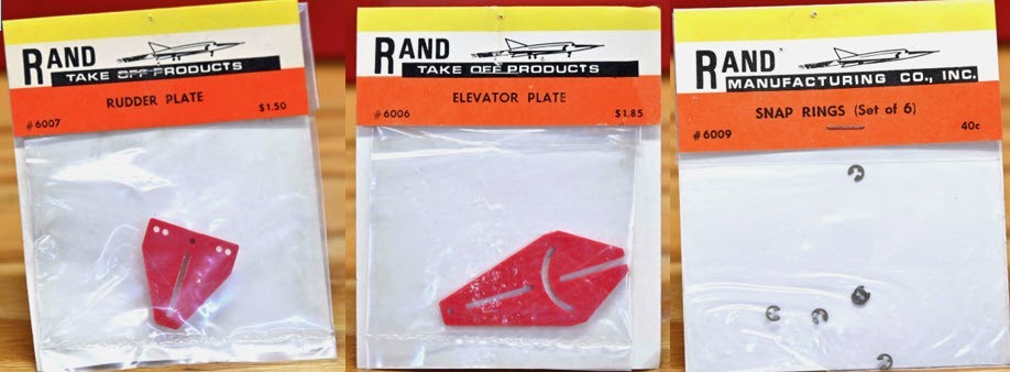 Rand Rudder & Elevator plate plus a set of C-clips for R/C balsa  model airplane