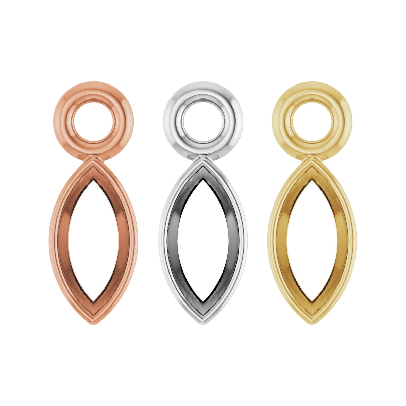 14K Gold, Platinum & Silver 3.75x1.75 mm Marquise Bezel-Set Dangle