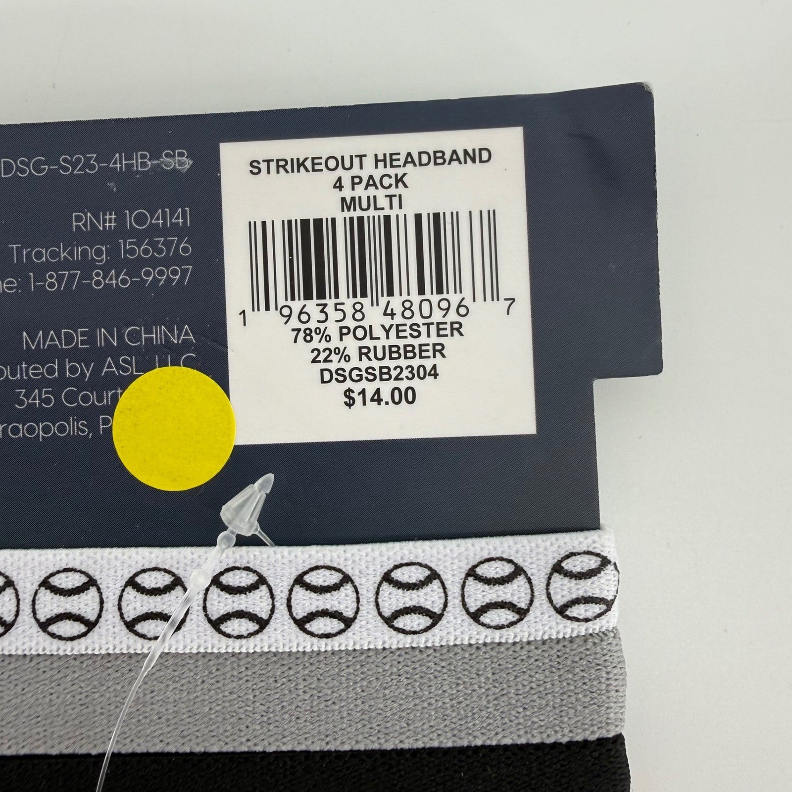 DSG Elastic Softball Headbands 4 Pack Multi Color Baseball Print Athletic