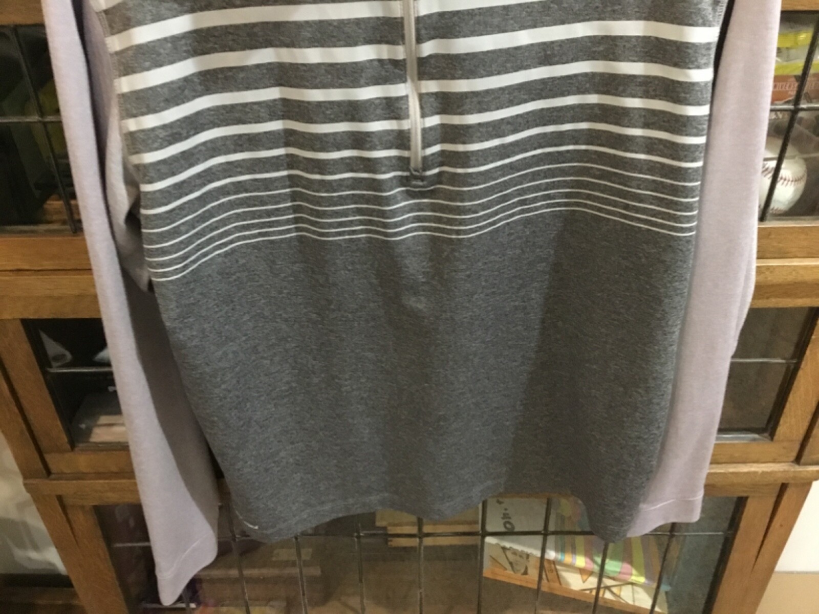 PING Golf 1/4 Zip L/S Lightweight Gray Striped Performance Pullover SZ L - Cool
